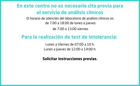 Horario analisis clinicos aribau