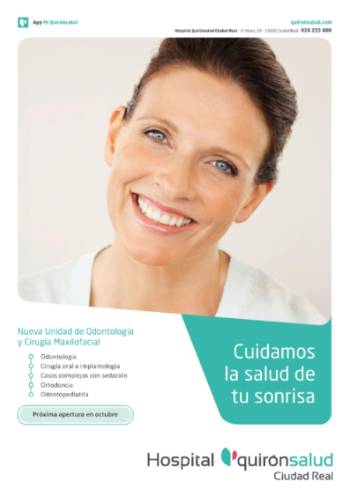 cartel informativo de la nueva unidad odontologia y maxilofacial Quirónsalud Ciudad Real
