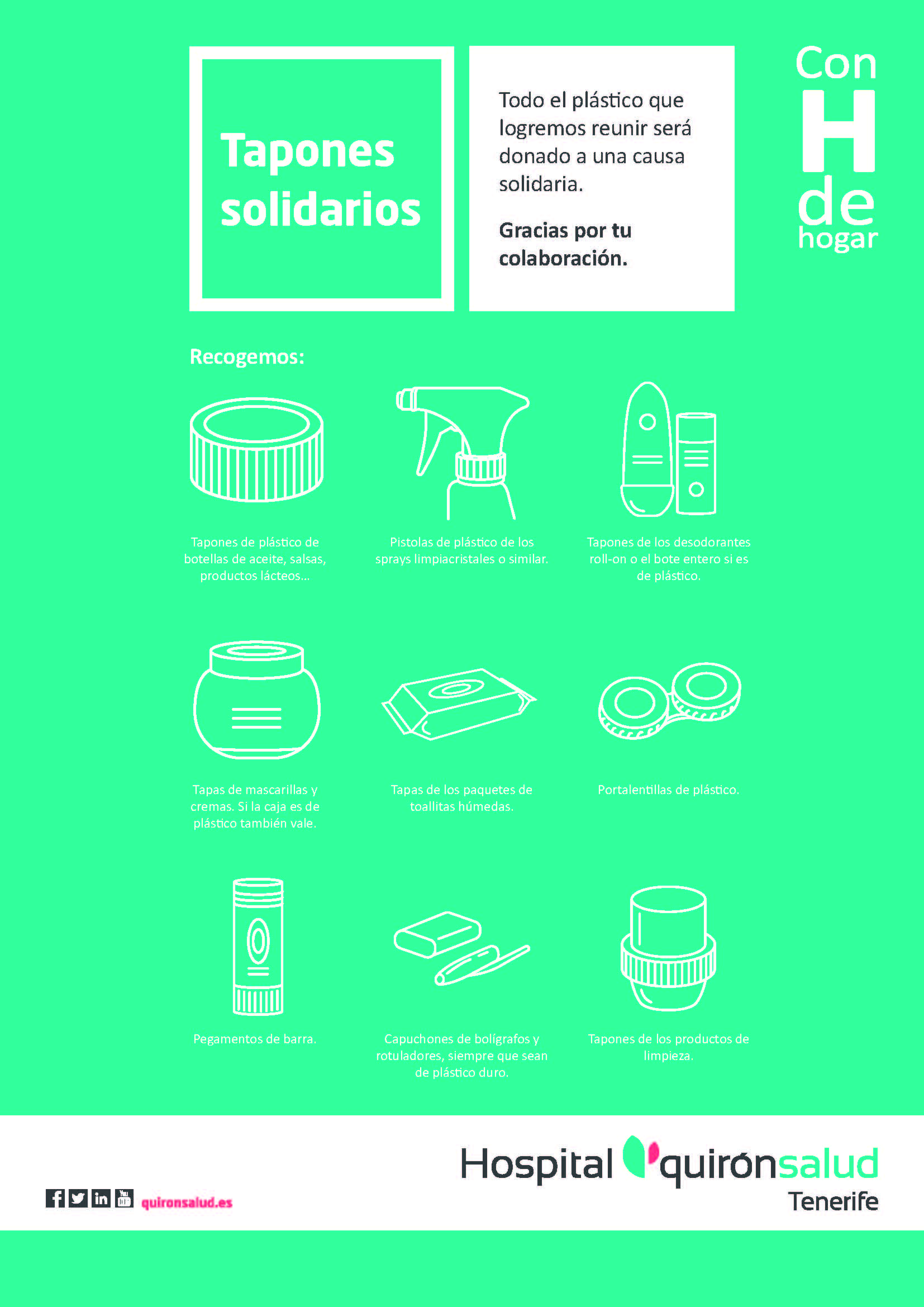 Cartel A4 Tapones solidarios Tenerife AF Sin marcas