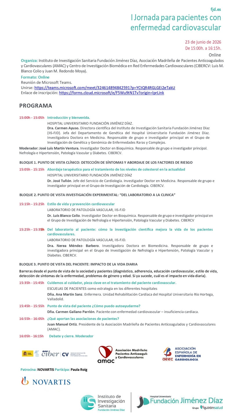 I Jornada para pacientes con enfermedad cardiovascular