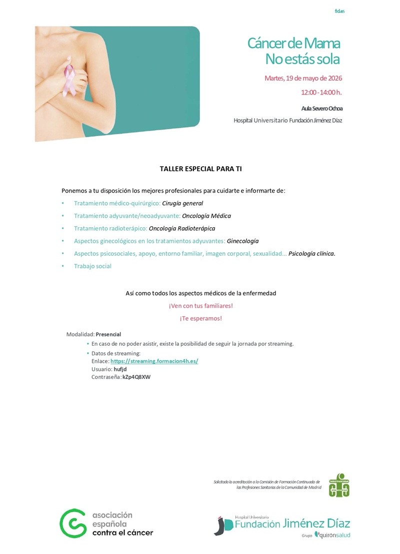 Taller cáncer de mama. No estás sola