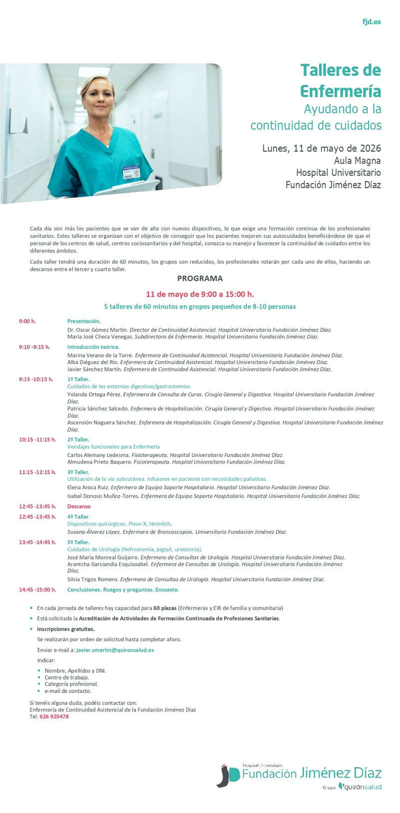Talleres de Enfermería. Ayudando a la continuidad de cuidados