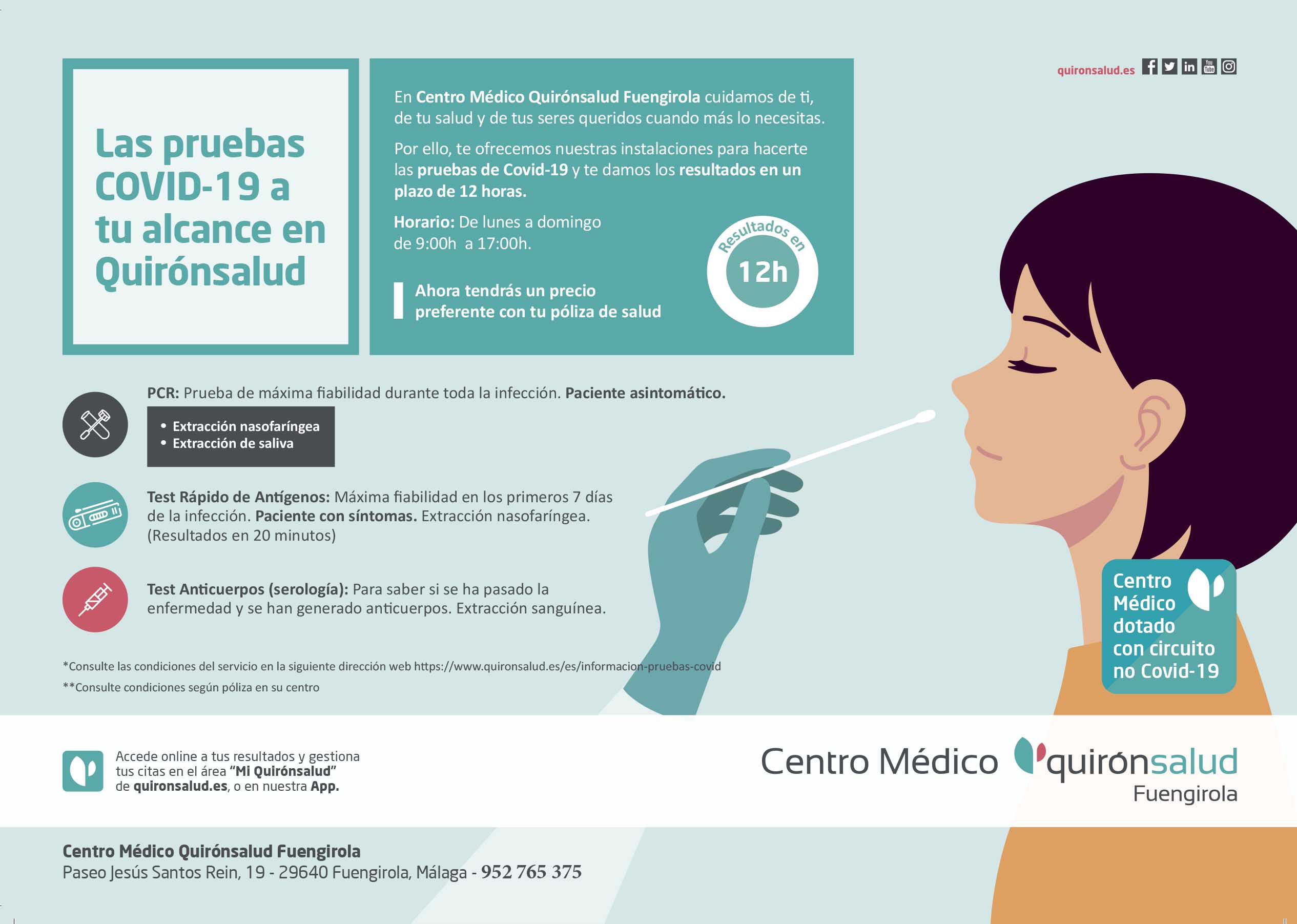 Tarjetón PCR quironsalud fuengirola