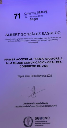 Primer accésit a la mejor comunicación oral presentada durante el congreso