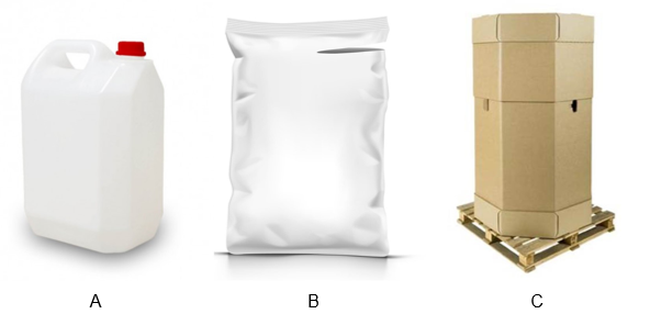 Distintos formatos de recipientes utilizados en la terapia de diálisis y analizados en el estudio, contenedor, bolsa flexible y tanque de almacenamiento