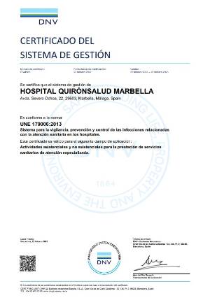 certificado seguridad infeciones
