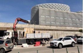 Un momento de la llegada de nuevo TAC al Hospital Universitario Rey Juan Carlos