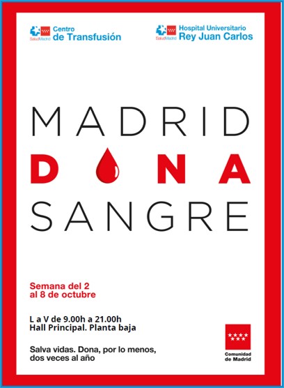 2023 10 02 La Sala de Donación del HURJC abrirá desde hoy y hasta el viernes, en horario ininterrumpido, de 09,00h a 21,00h