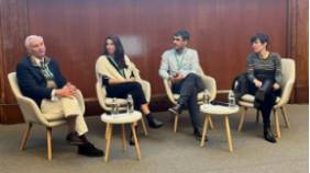 De izda. a dcha, los doctores M. Górgolas, I. Carrillo, A. Cabello y B. Álvarez, duante el desarrollo de la jornda