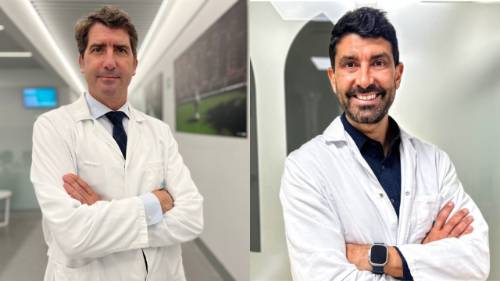 El doctor Daniel Cansino, traumatologo, y Felipe del Valle, nutricionista de Sagrado Corazon