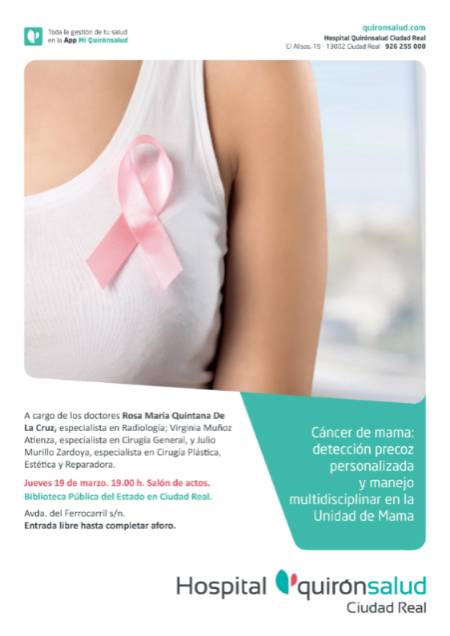 Cartel informativo Aula de salud Cancer de mama Ciudad Real