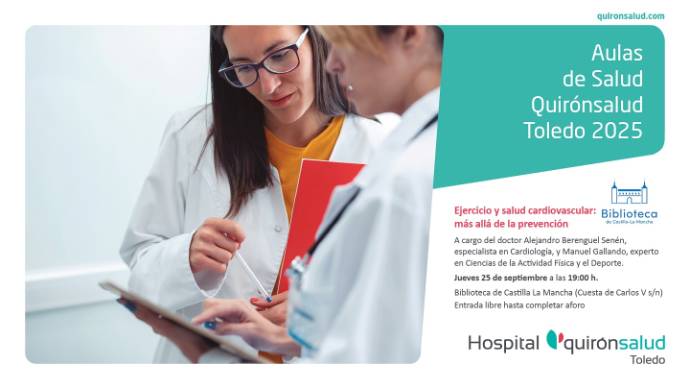 Cartel informativo Aula de Salud ejercicio y salud cardiovascular más allá de la prevención