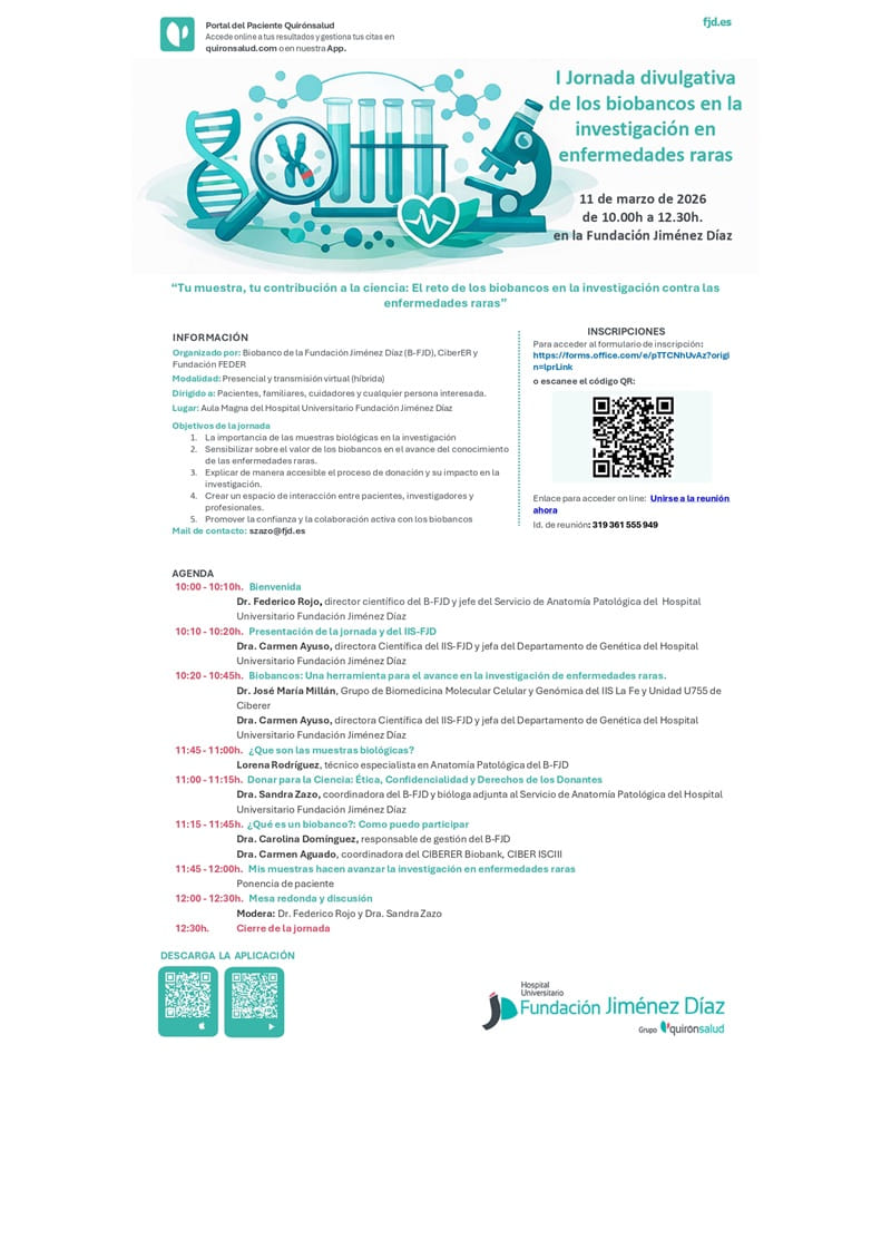 Jornada divulgativa de los biobancos en la investigación de enfermedades raras