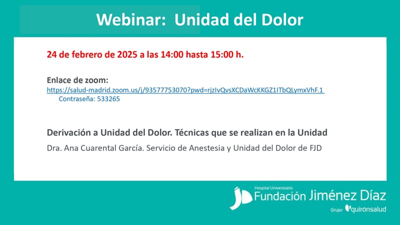 Webinar: Unidad del Dolor