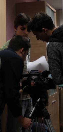 Los alumnos durante la grabación del cortometraje