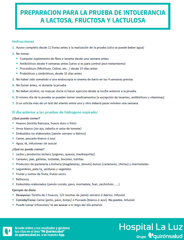 prueba intolerancia lactosa fructosa y lactulosa