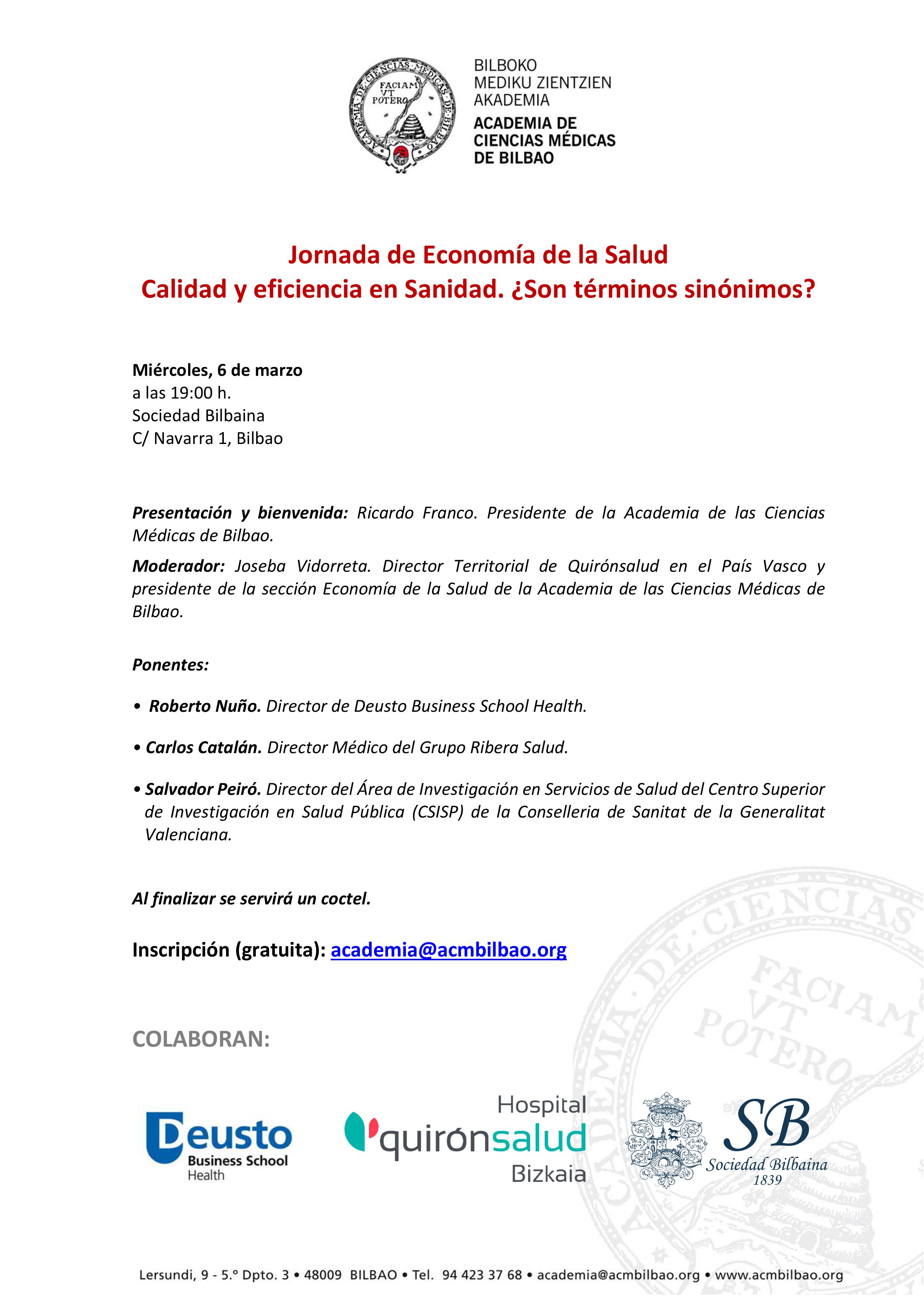 Quirónsalud Bizkaia y la Academia de las Ciencias Médicas de Bilbao