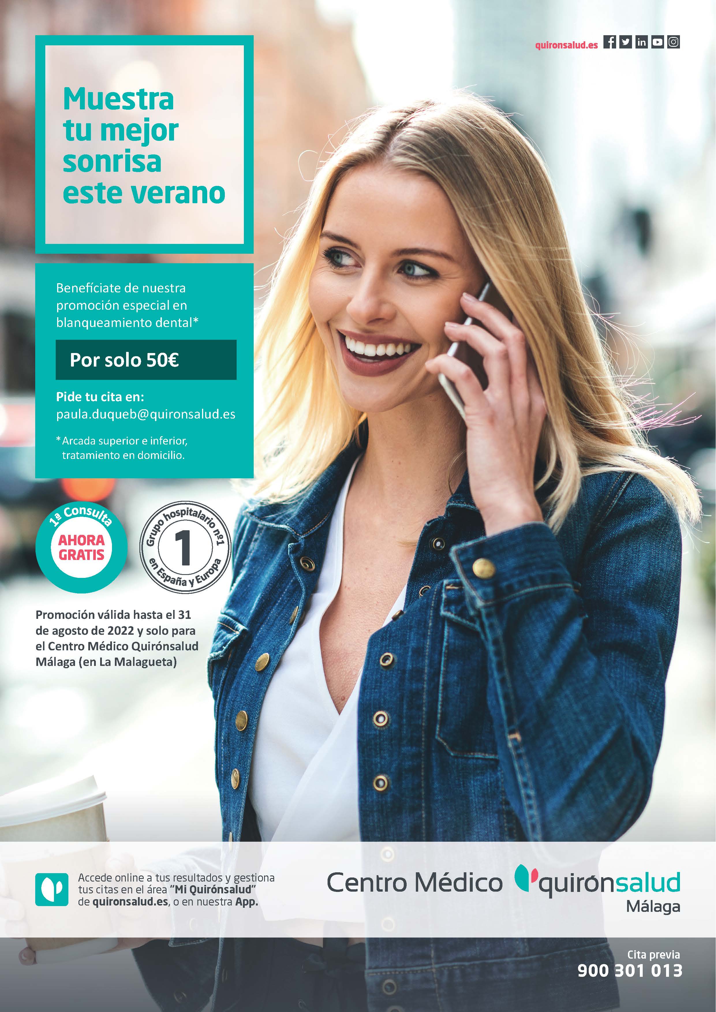 Cartel A4 Blanqueamiento dental MALAGA AF