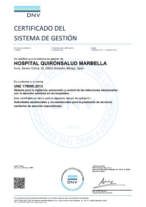 certificado seguridad infeciones