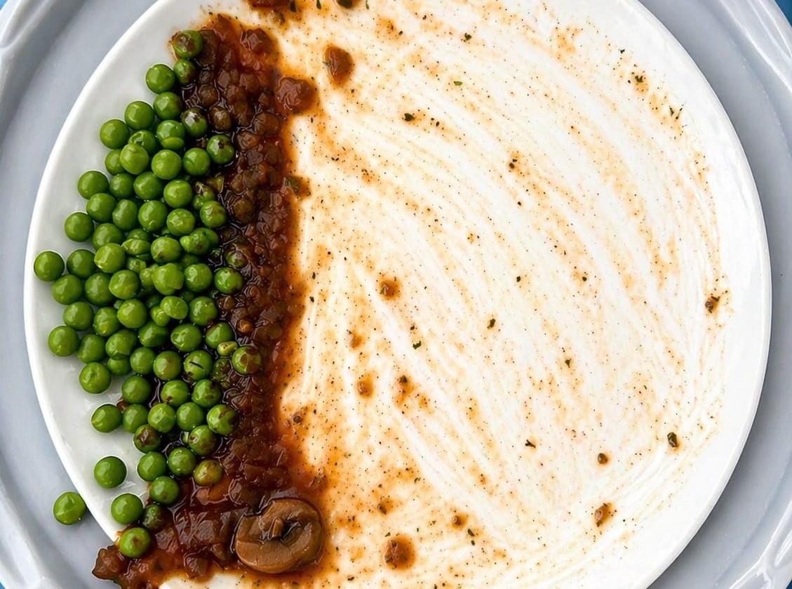 Ejemplo real de plato de comida de un paciente con anosognosia y heminegligenciaxx