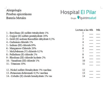 Hospital El Pilar Pruebas cutaneas