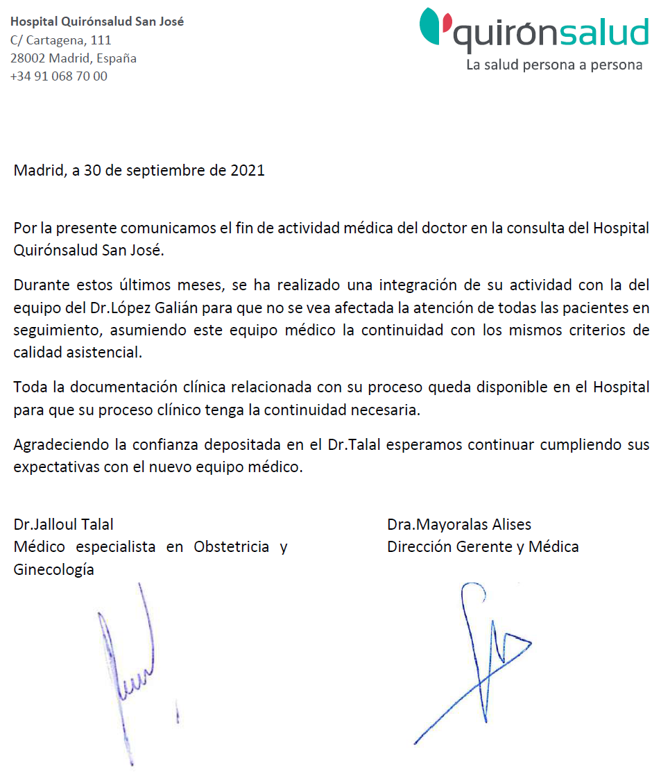 Comunicado Dr. Talal