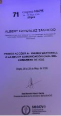 Primer accésit a la mejor comunicación oral presentada durante el congreso